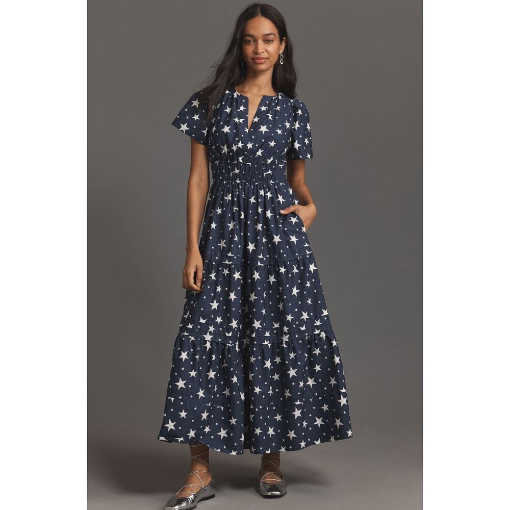 Anthropologie Navy Star Maxi Dress